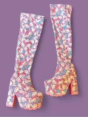 YRU X Sanrio Labyrinth Hello Kitty Thigh High Boots
